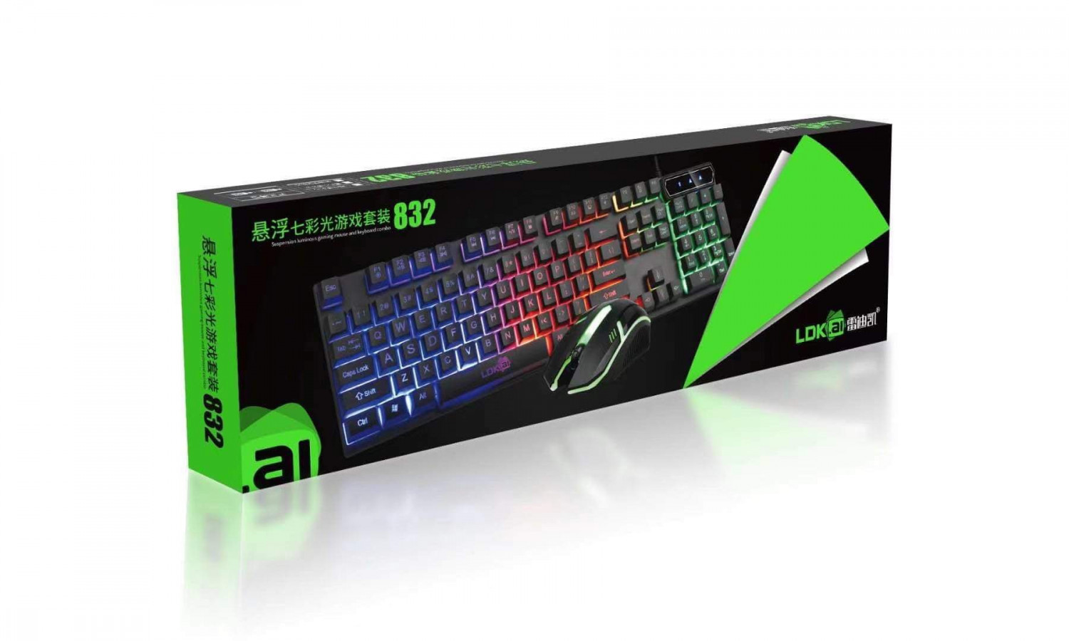 LDKAI 832 USB Gaming Keyboard LED And Mouse - Black